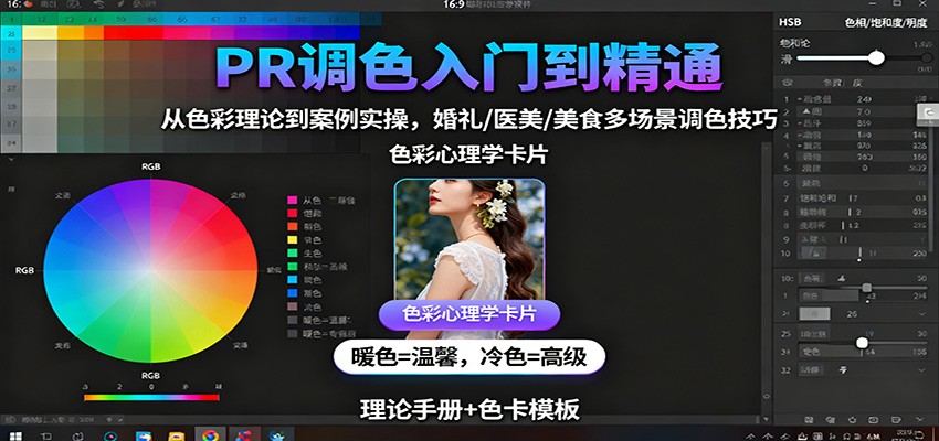 PR调色入门到精通:从色彩理论到案例实操,婚礼/医美/美食多场景调色技巧-邪修侠学院