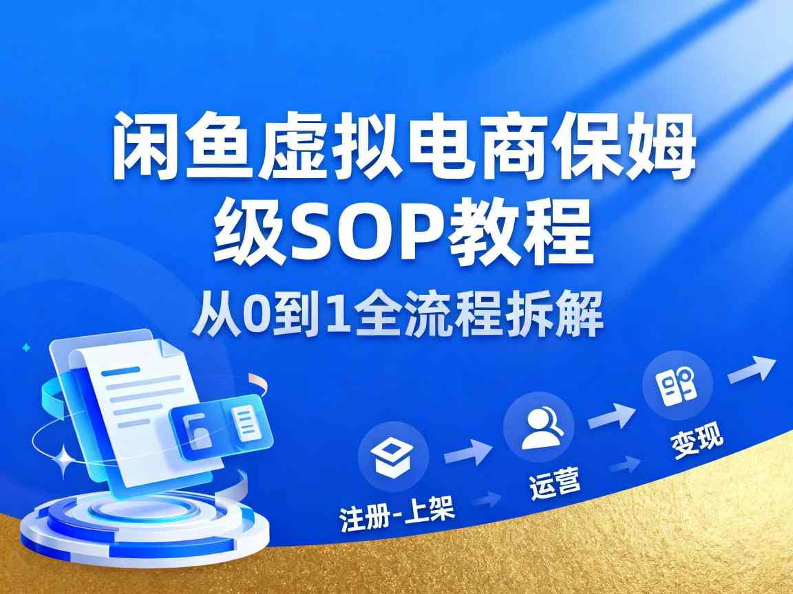 闲鱼虚拟电商，月入轻松过1W，保姆级SOP教程-邪修侠学院