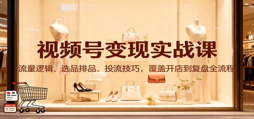 视频号变现实战课:流量逻辑、选品排品、投流技巧,覆盖开店到复盘全流程-邪修侠学院