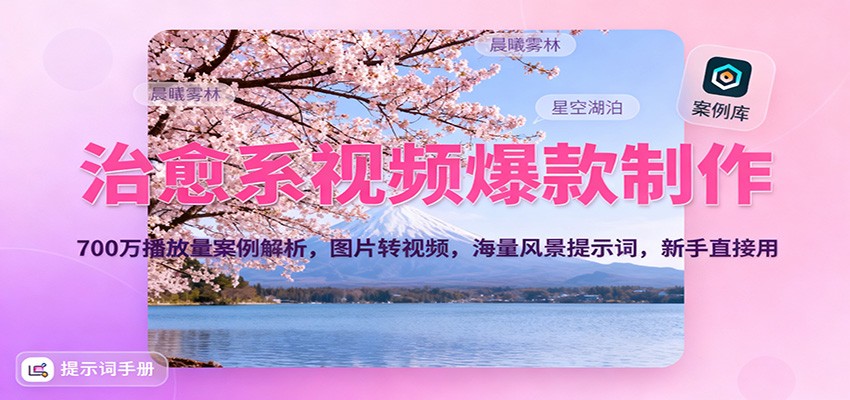 治愈系视频爆款制作,700万播放量案例解析,图片转视频,海量风景提示词,新手直接用-邪修侠学院