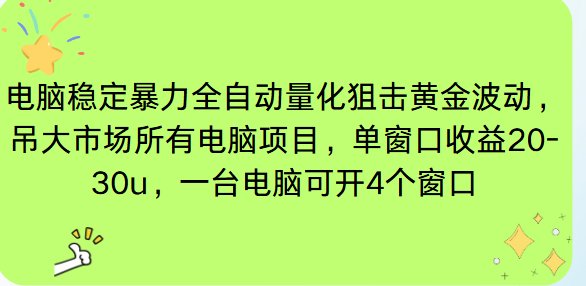 电脑EA策略挂机项目单窗口收益20-30u，单电脑可挂5-10个窗口收益稳健4位数-邪修侠学院