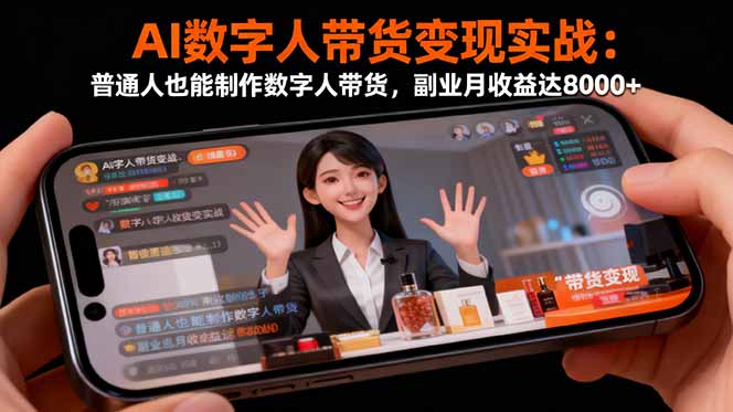 AI数字人带货变现实战：普通人也能制作数字人带货，副业月收益达8000+-邪修侠学院