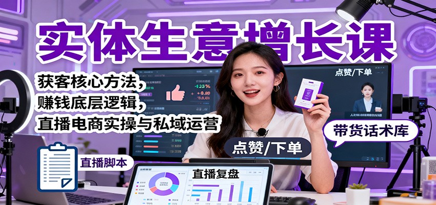 实体生意增长课：获客核心方法，赚钱底层逻辑，直播电商实操与私域运营-邪修侠学院
