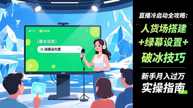 直播冷启动全攻略:人货场搭建+绿幕设置+破冰技巧,新手月入过万实操指南-邪修侠学院