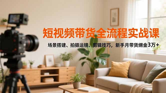 短视频带货全流程实战课,场景搭建、拍摄运镜、剪辑技巧,新手月带货佣金3万+-邪修侠学院