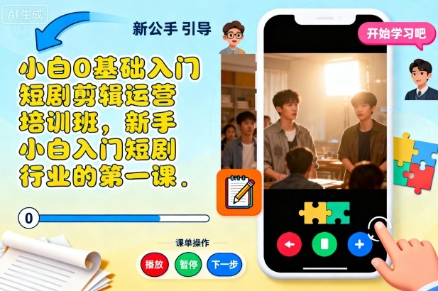 小白0基础入门短剧剪辑运营培训班,新手小白入门短剧行业的第一课-邪修侠学院