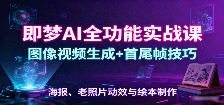 即梦AI全功能实战课:图像视频生成+首尾帧技巧,海报、老照片动效与绘本制作-邪修侠学院