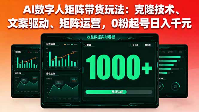 AI数字人矩阵带货玩法：克隆技术、文案驱动、矩阵运营，0粉起号日入千元-邪修侠学院