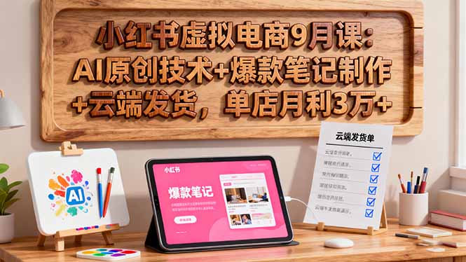 小红书虚拟电商9月课：AI原创技术+爆款笔记制作+云端发货，单店月利3万+-邪修侠学院