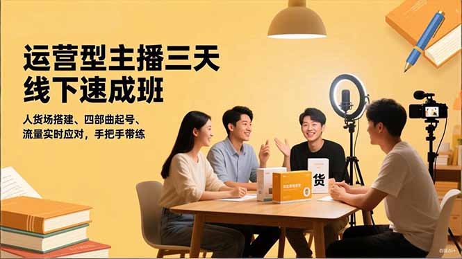 运营型主播三天线下班,人货场搭建,四部曲起号,流量实时应对,手把手带练-邪修侠学院