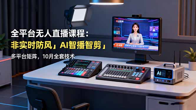全平台无人直播课程：非实时防风＋AI智播智剪＋多平台矩阵，10月全套技术-邪修侠学院