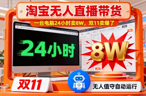 淘宝无人直播带货，一台电脑214小时卖8W，双11卖爆了【揭秘】-邪修侠学院