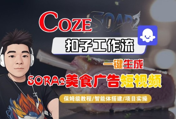 Coze扣子智能体工作流一键生成“SORA2美食广告“短视频,全流程保姆级教学-邪修侠学院