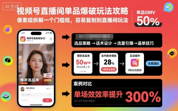 视频号直播间单品爆破玩法攻略,像素级拆解一个门槛低,容易复制到直播间玩法-邪修侠学院