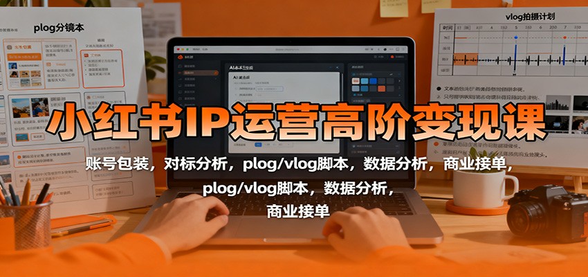 小红书IP运营高阶变现课：账号包装，对标分析，plog/vlog脚本，数据分析，商业接单-邪修侠学院