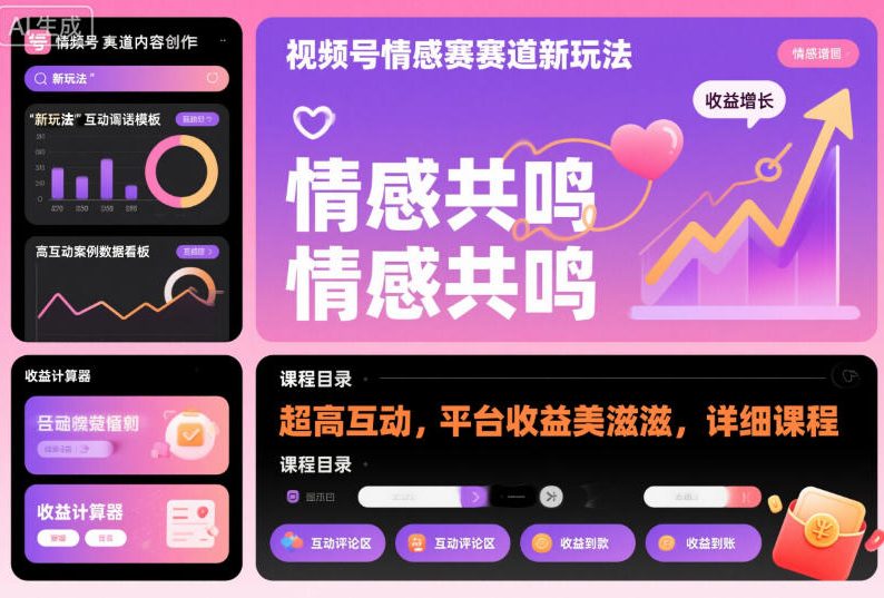 视频号情感赛道新玩法，超高互动，平台收益美滋滋，详细课程-邪修侠学院