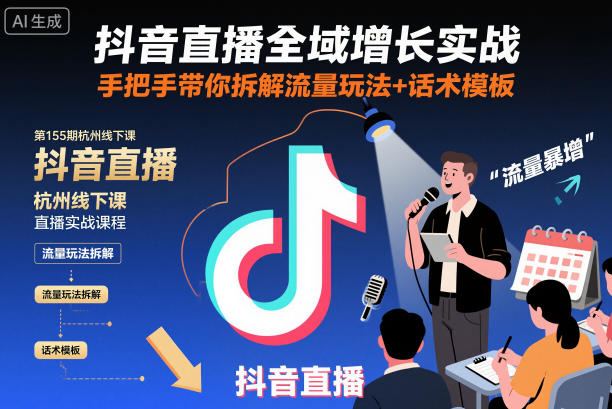 抖音直播全域增长实战第155期杭州线下课，手把手带你拆解流量玩法+话术模板-邪修侠学院
