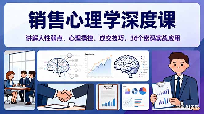 销售心理学深度课,讲解人性弱点、心理操控、成交技巧,36个密码实战应用-邪修侠学院