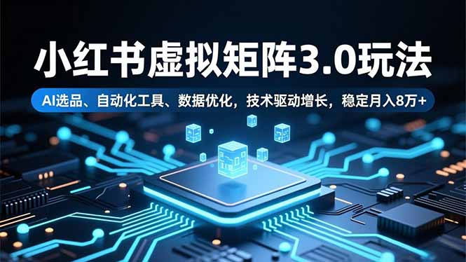 小红书虚拟矩阵3.0玩法，AI选品、自动化工具、数据优化，技术驱动增长，稳定月入8万+-邪修侠学院