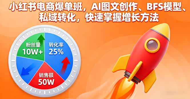 小红书电商爆单班,AI图文创作、BFS模型、私域转化,快速掌握增长方法-邪修侠学院