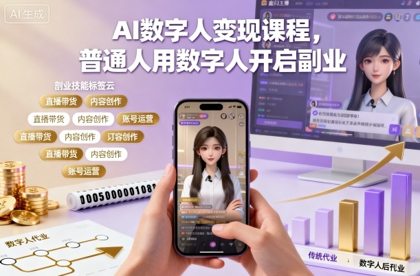 AI数字人变现课程，普通人用数字人开启副业-邪修侠学院