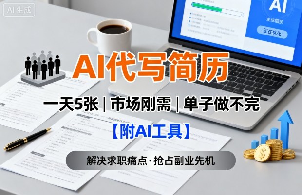 AI代写简历,一天5张,今年找工作难,市场刚需,单子做不完【附AI工具】-邪修侠学院