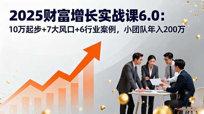 2025财富增长实战课6.0:10万起步+7大风口+6行业案例,小团队年入200万-邪修侠学院