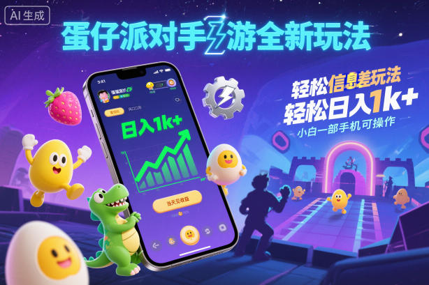 蛋仔派对手游全新玩法，轻松日入1k+，风口信息差玩法，当天见收益，小白一部手机可操作-邪修侠学院