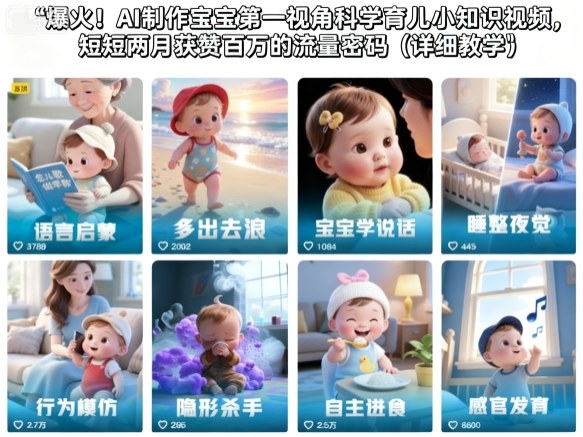 爆火！AI制作宝宝第一视角科学育儿小知识视频，短短两月获赞百万的流量密码(详细教学)-邪修侠学院