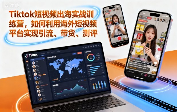 Tiktok短视频出海实战训练营，如何利用海外短视频平台实现引流、带货、测评-邪修侠学院
