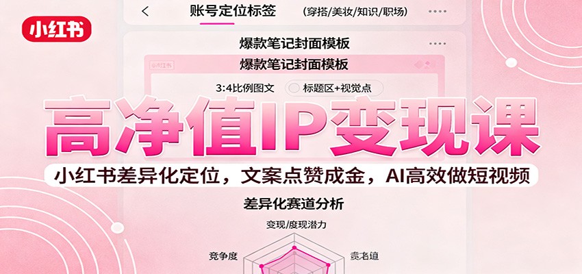 高净值IP变现课：小红书差异化定位，文案点赞成金， AI高效做短视频-邪修侠学院