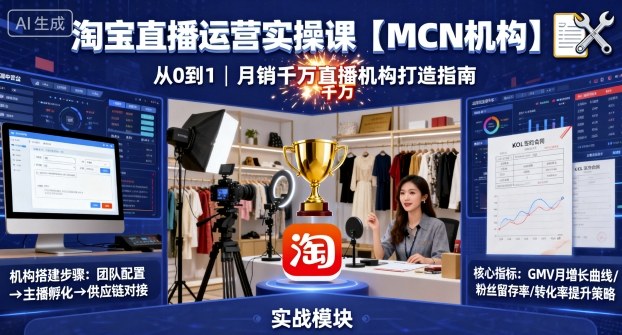 淘宝直播运营实操课【MCN机构】,从0到1做一家月销千W的直播机构-邪修侠学院