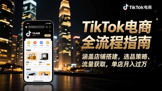 TikTok电商全流程指南,涵盖店铺搭建、选品策略、流量获取,单店月入过万-邪修侠学院