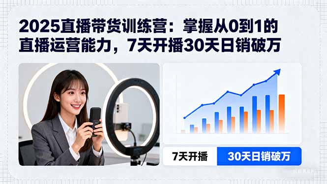 2025直播带货训练营：掌握从0到1的直播运营能力，7天开播30天日销破万-邪修侠学院