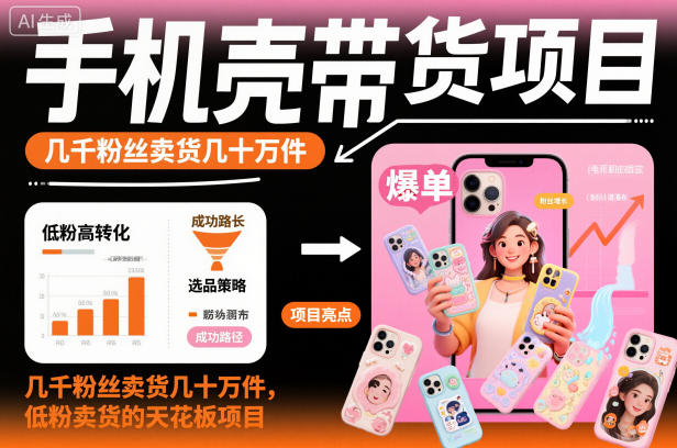 手机壳带货项目，几千粉丝卖货几十万件，短视频低粉卖货的天花板项目-邪修侠学院