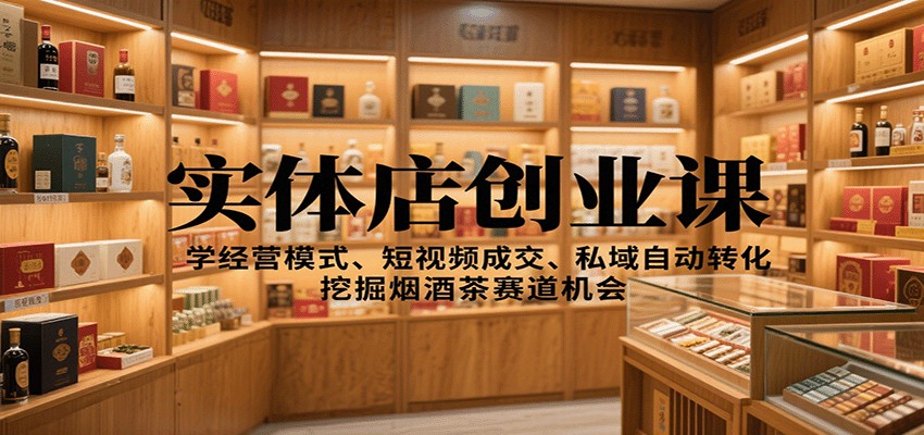 实体店创业课：学经营模式、短视频成交、私域自动转化，挖掘烟酒茶赛道机会-邪修侠学院