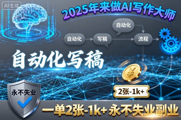 2025年来做AI写作大师,自动化写稿,一单2张-1k+,永不失业副业-邪修侠学院