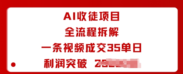AI收徒项目全流程拆解一条视频成交35单日利润突破1k+-邪修侠学院