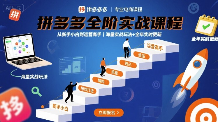 拼多多全阶实战课程，从新手小白到运营高手，海量实战玩法+全年实时更新【2025年10月更新】-邪修侠学院