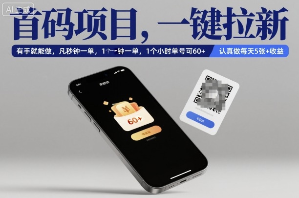 首码项目,一键拉新,有手就能做,几秒钟一单,1个小时单号可60+,认真做每天5张+收益【揭秘】-邪修侠学院