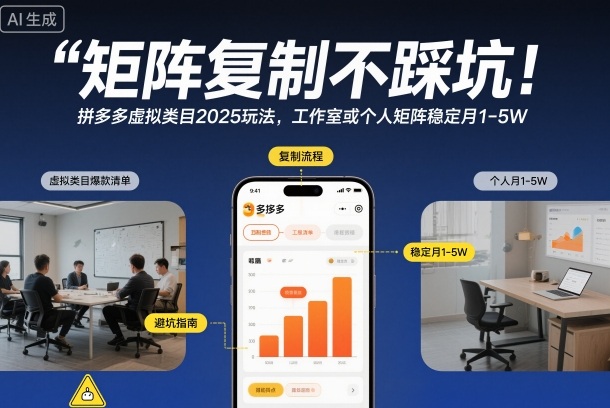 矩阵复制不踩坑！拼多多虚拟类目2025玩法，工作室或者个人矩阵稳定月1-5W【揭秘】-邪修侠学院