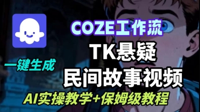 Coze扣子工作流一键生成TK悬疑民间故事视频,AI实操教学+保姆级教程-邪修侠学院
