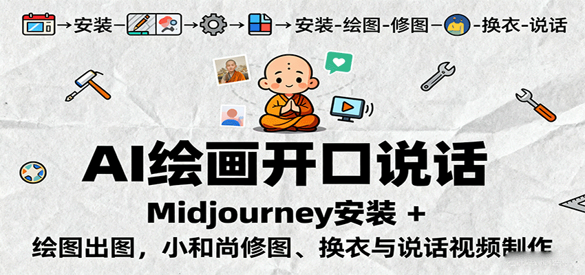AI绘画开口说话,Midjourney安装 + 绘图出图,小和尚修图、换衣与说话视频制作-邪修侠学院