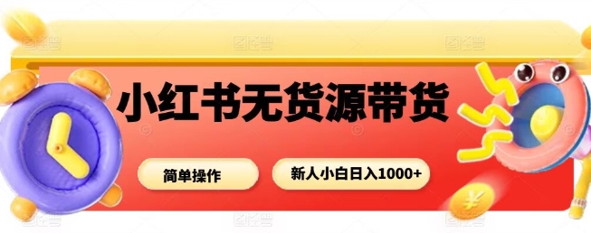 小红书无货源带货项目，简单无脑，新人小白日入多张-邪修侠学院