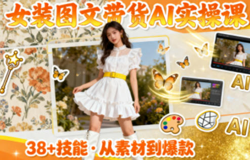 女装图文带货的AI实操课，覆盖38个实用技能，快速提升素材制作效率-邪修侠学院