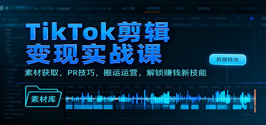 TikTok剪辑变现实战课：素材获取，PR技巧，搬运运营，解锁赚钱新技能-邪修侠学院