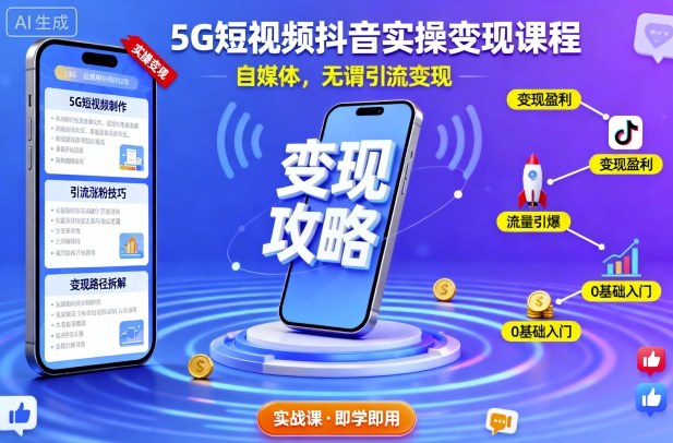 5G短视频抖音实操变现课程,自媒体,无谓引流变现-邪修侠学院