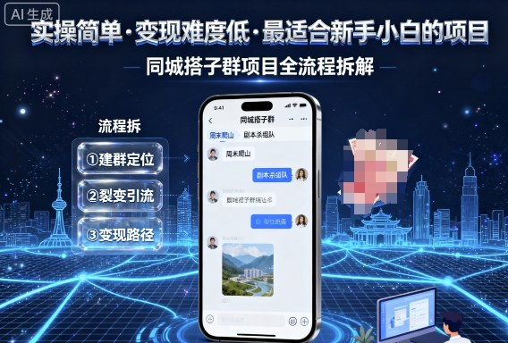 实操简单,变现难度低,最适合新手小白做的项目,每天轻松收入3张,同城搭子群项目全流程拆解-邪修侠学院