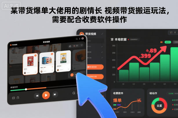 某带货爆单大佬用的剧情长视频带货搬运玩法,需要配合收费软件操作-邪修侠学院