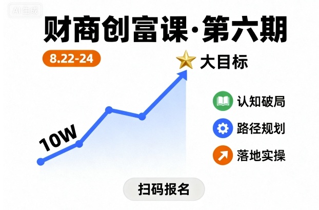 财商创富课第六期8月22-24号，如何从10W起步，一步步实现大目标-邪修侠学院